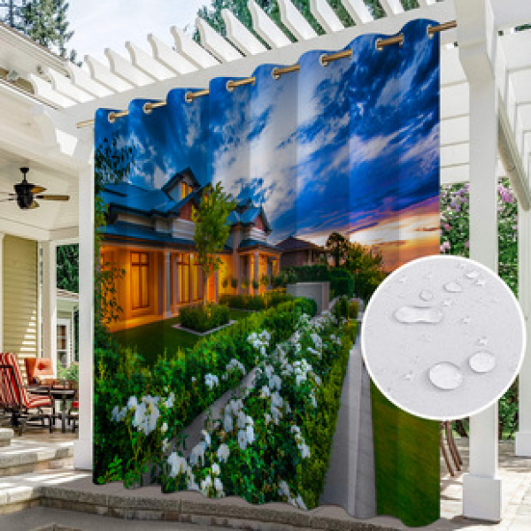 Curtain and window screen manufacturers supply cross-border platform outdoor rainy day series high-definition 3D outdoor landscape waterproof system