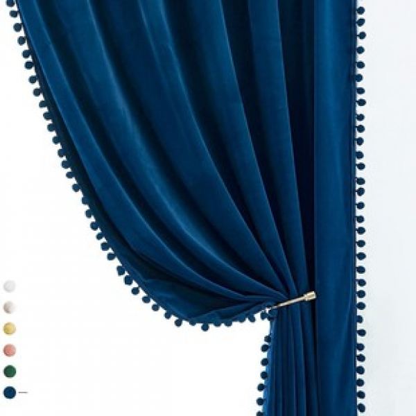 Manufacturer wholesale cross-border e-commerce platform hot selling Dutch velvet boutique wool ball bedroom living room curtains factory dropshipping