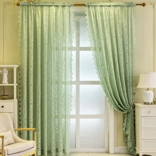 Manufacturer directly supplies cross-border e-commerce platform bay windows, Amazon WISH boutique pearl lace embroidered transparent curtains