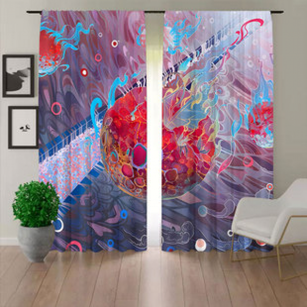 Cross border hot selling factory direct sales 3D digital printing colorful pattern series curtains
