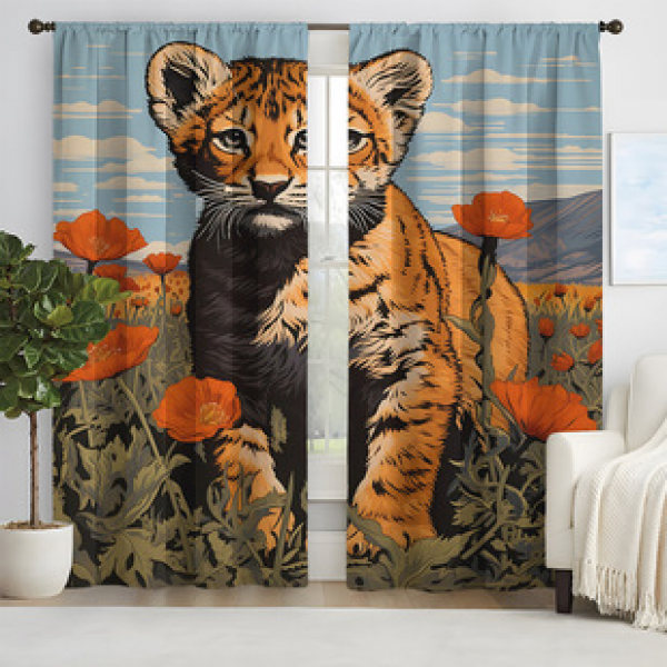 2pcs New Cute Animal Pattern Curtains Cross border Manufacturer Supply Living Room Bedroom 3D Digital Printing High Precision
