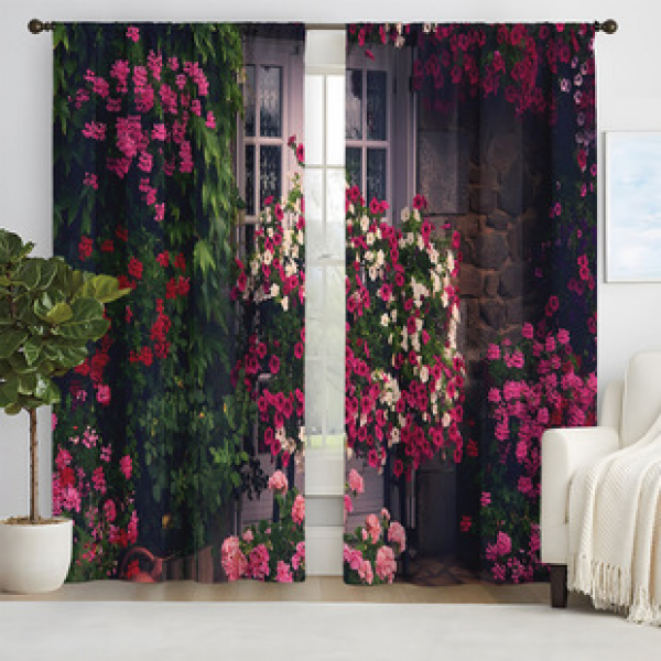 2pcs New Flower Secret Realm Pattern Curtains Cross border Manufacturer Supply Living Room Bedroom 3D Digital Printing High Precision