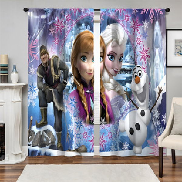2pcs New Frozen Pattern Curtains Cross border Manufacturer Supply Living Room Bedroom 3D Digital Printing High Precision