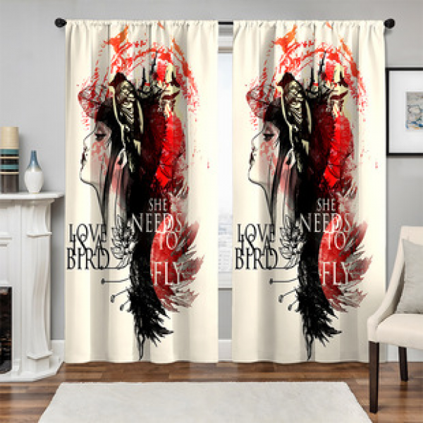 2pcs New Abstract Character Pattern Curtains Cross border Manufacturer Supply Living Room Bedroom 3D Digital Printing Double Window