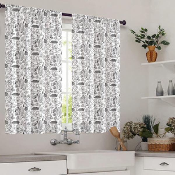 2pcs kitchen short curtain floral pattern cross-border hot selling factory direct supply 3D digital printing waterproof and oil resistant