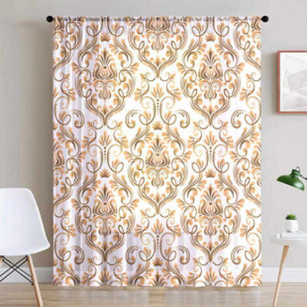 1pc new gold patterned window screen digital printing decoration through pole window screen