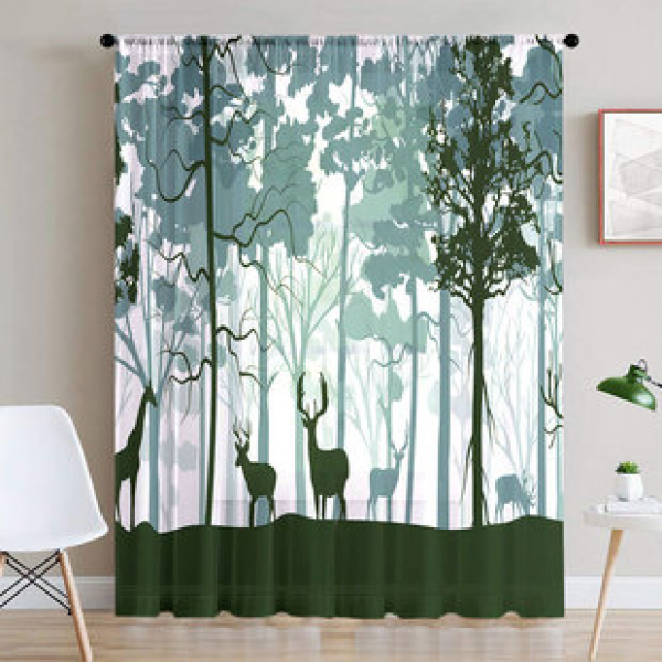 1pc new mysterious forest window screen 3D digital printing bedroom living room decoration manufacturer direct sales through pole window screen