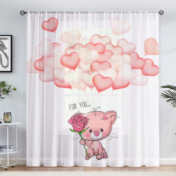 1pc New Love Valentine's Day Element Pattern Window Screen 3D Digital Printing Manufacturer Direct Sales Decorative Rod Wearing Window Screen