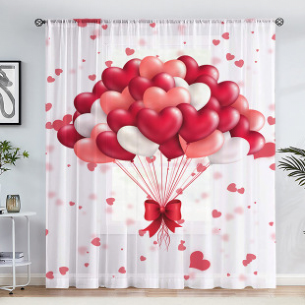 1pc New Valentine's Day Love Window Screen 3D Digital Printing Bedroom Living Room Decoration Rod Window Screen