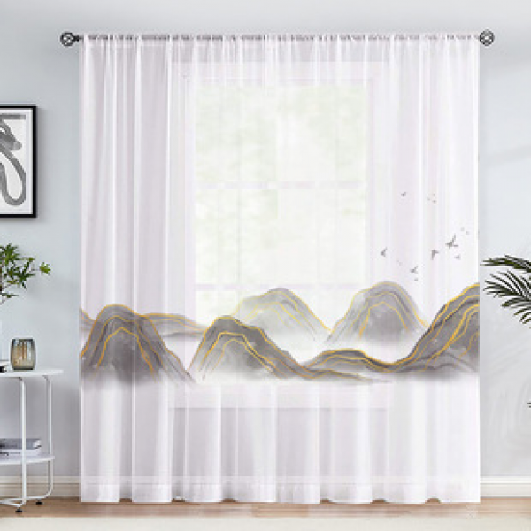 1pc new multi-color patterned window screen 3D digital printing bedroom living room decoration manufacturer direct sales through pole window screen