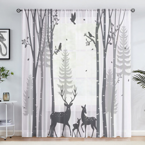 1pc new colorful patterned window screen 3D digital printing bedroom living room decoration manufacturer direct sales through pole window screen
