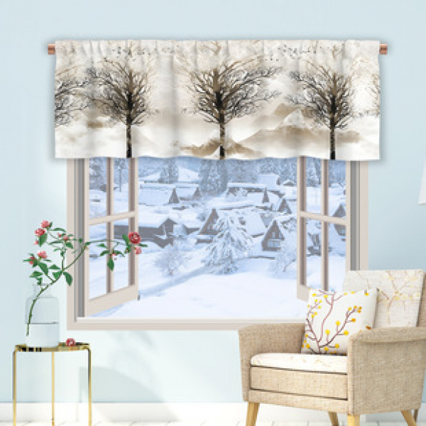 1PC Light Luxury Pattern Kitchen Curtains Restaurant Partition Half Curtain Cross border Small Window Decoration Polyester Cotton Waterproof and Oil proof