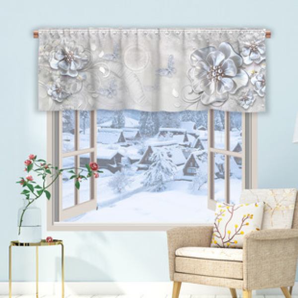 1PC floral pattern short curtain kitchen curtain half curtain cross-border decoration small window decoration polyester cotton