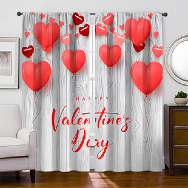 1pc Valentine's Day Pattern Curtain 3D Digital Printing Manufacturer Supply Cross border Amazon WISH Fabric Curtain