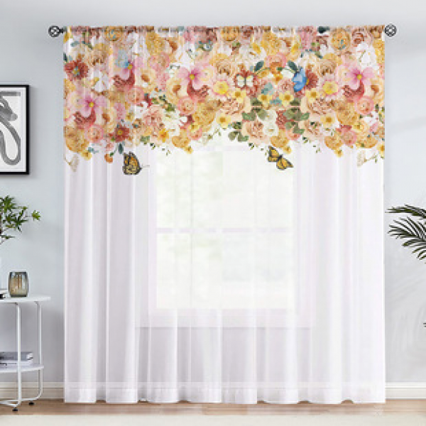 1pc Watercolor Flower Pattern Light Luxury Decorative Curtain 3D Digital Printing Manufacturer Supply Cross border Amazon WISH
