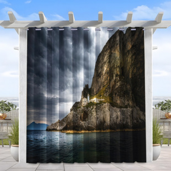 1PC Cross border Foreign Trade Outdoor Waterproof Curtains Cross border Amazon Modern Pavilions Sunshade and Sunscreen Natural Scenery