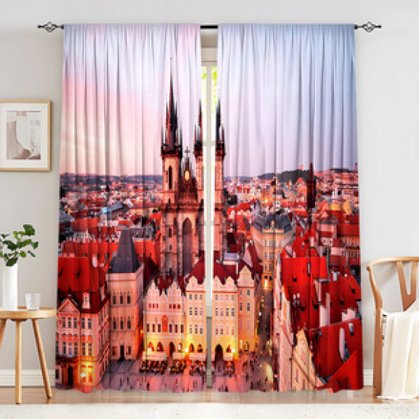 2PCS Flower Character Curtain Factory OEM 3D Digital Printing Cross border Amazon Curtain Hot Selling Pattern