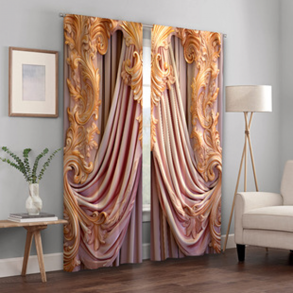 2PCS Flower Character Curtain Factory OEM 3D Digital Printing Cross border Amazon Curtain Hot Selling Pattern