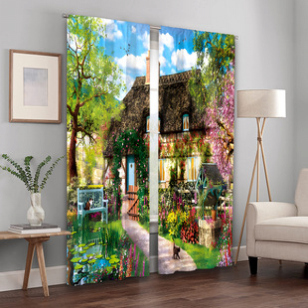 2PCS Flower Character Curtain Factory OEM 3D Digital Printing Cross border Amazon Curtain Hot Selling Pattern
