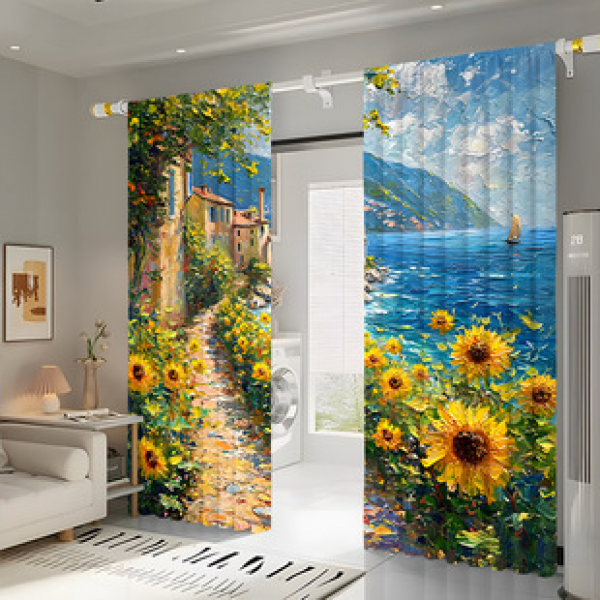 2PCS Flower Character Curtain Factory OEM 3D Digital Printing Cross border Amazon Curtain Hot Selling Pattern