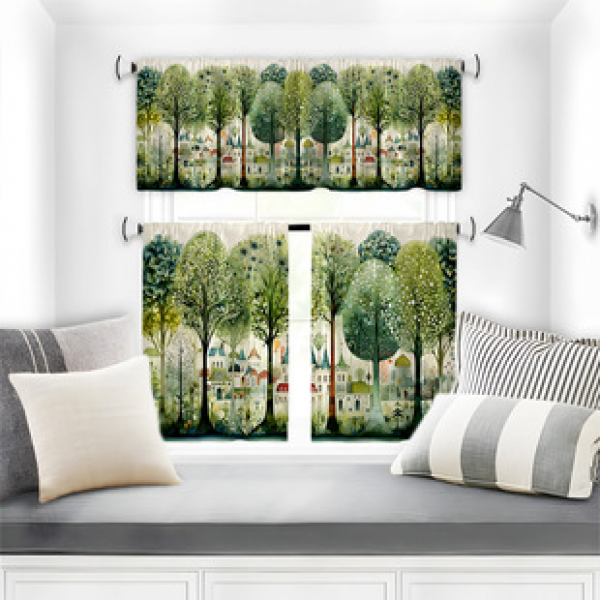 Manufacturer provides direct supply to cross-border e-commerce platforms, digital printing flowers, kitchen small windows, boutique short curtains, and factory outsourcing