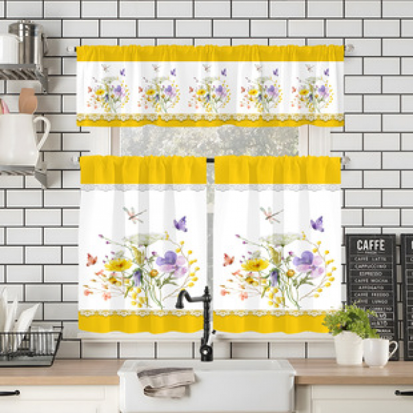 Manufacturer provides direct supply to cross-border e-commerce platforms, digital printing flowers, kitchen small windows, boutique short curtains, and factory outsourcing