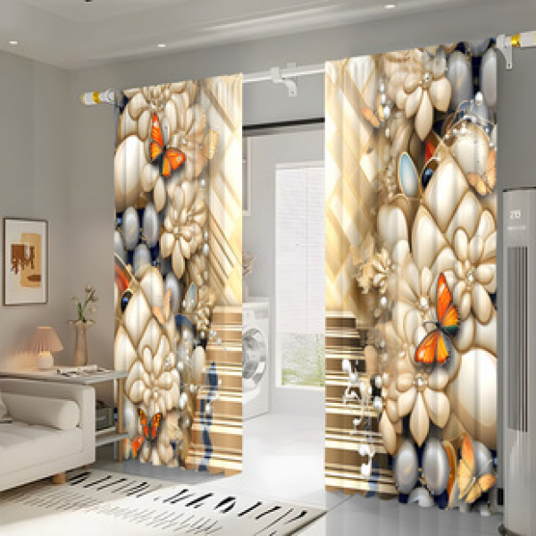 2PCS City Scene Curtain Factory Delivers 3D Digital Printing Cross border Amazon Curtain Hot Selling Pattern