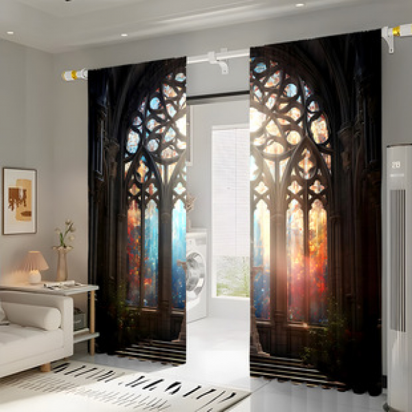 2PCS City Scene Curtain Factory Delivers 3D Digital Printing Cross border Amazon Curtain Hot Selling Pattern