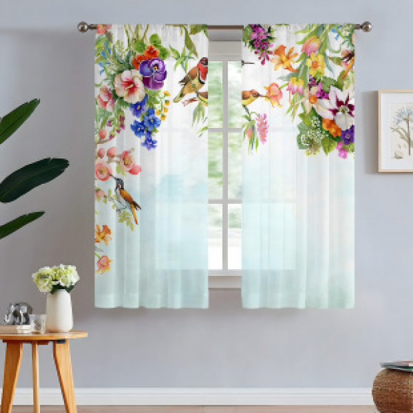 2pcs animal and plant manufacturers supply cross-border Amazon 3D digital printed fabric curtains and window screens