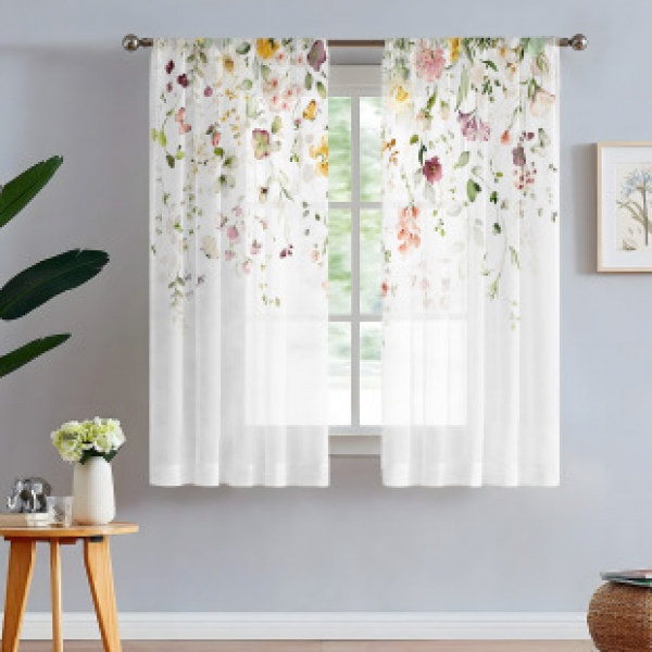 2pcs animal and plant manufacturers supply cross-border Amazon 3D digital printed fabric curtains and window screens