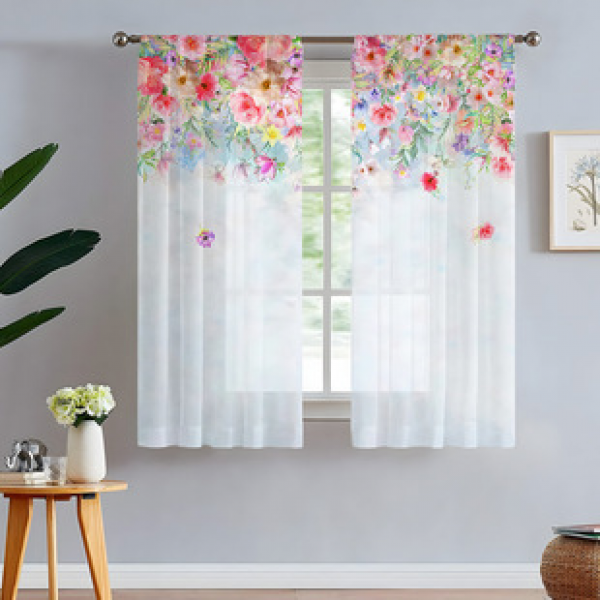 2pcs animal and plant manufacturers supply cross-border Amazon 3D digital printed fabric curtains and window screens