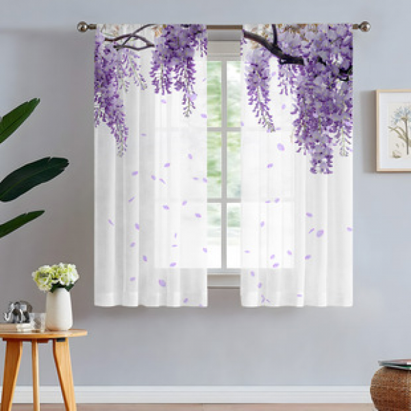 2pcs animal and plant manufacturers supply cross-border Amazon 3D digital printed fabric curtains and window screens
