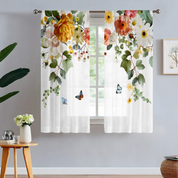 2pcs animal and plant manufacturers supply cross-border Amazon 3D digital printed fabric curtains and window screens