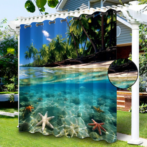 Cross border Foreign Trade Outdoor Waterproof Curtains and Window Screens Cross border Amazon Modern Pavilions Sunscreen Forest Series