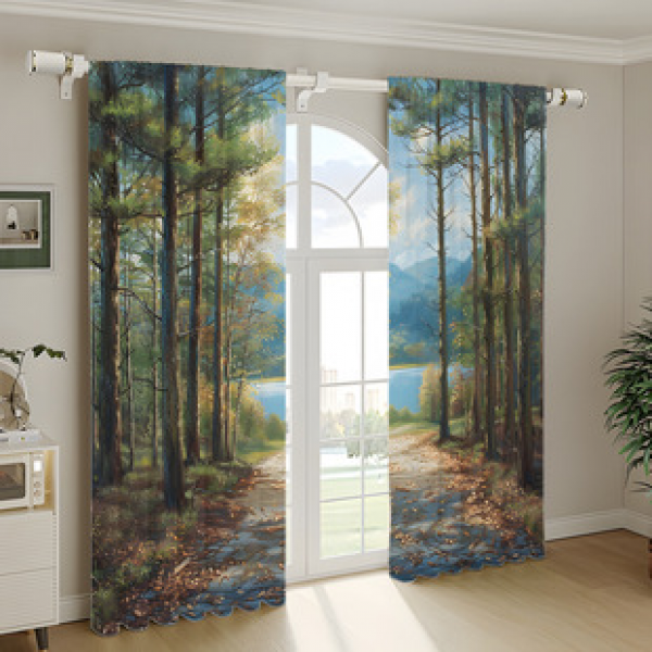 2PCS City Scene Curtain Factory Delivers 3D Digital Printing Cross border Amazon Curtain Hot Selling Pattern