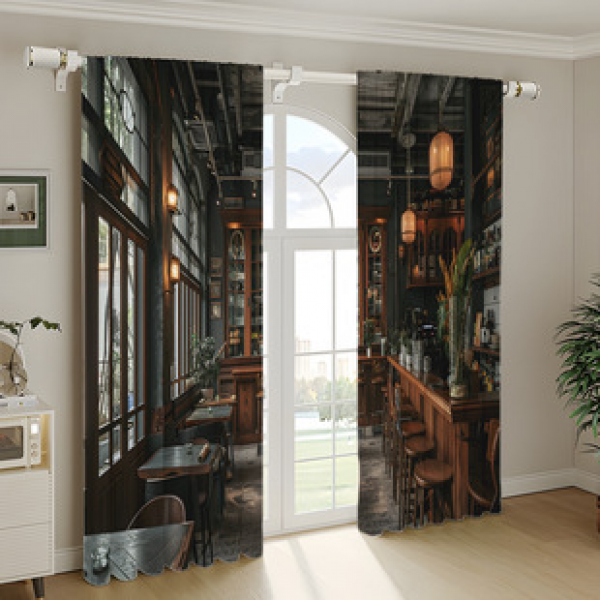 2PCS City Scene Curtain Factory Delivers 3D Digital Printing Cross border Amazon Curtain Hot Selling Pattern