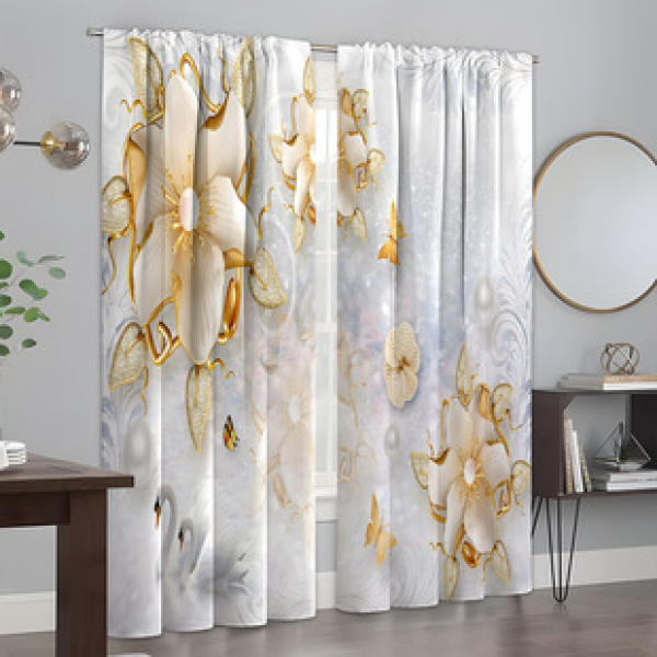 2PCS Flower Character Curtain Factory OEM 3D Digital Printing Cross border Amazon Curtain Hot Selling Pattern