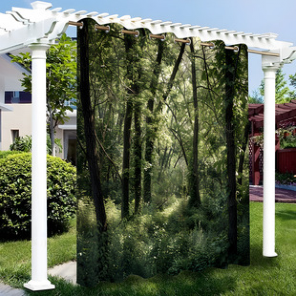 Cross border Foreign Trade Outdoor Waterproof Curtains and Window Screens Cross border Amazon Modern Pavilions Sunscreen Forest Series