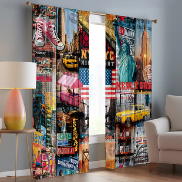 2PCS Flower Character Curtain Factory OEM 3D Digital Printing Cross border Amazon Curtain Hot Selling Pattern