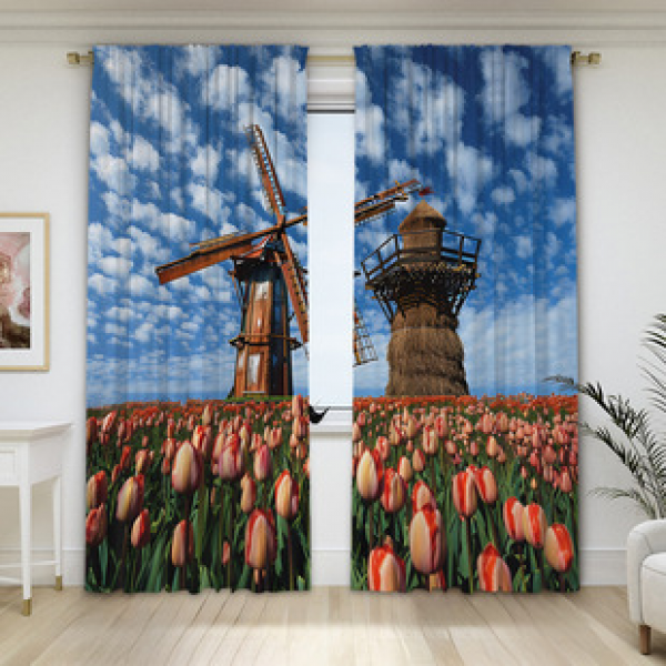 2PCS Flower Character Curtain Factory OEM 3D Digital Printing Cross border Amazon Curtain Hot Selling Pattern