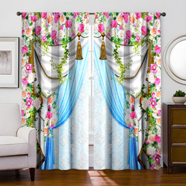 2PCS Flower Character Curtain Factory OEM 3D Digital Printing Cross border Amazon Curtain Hot Selling Pattern