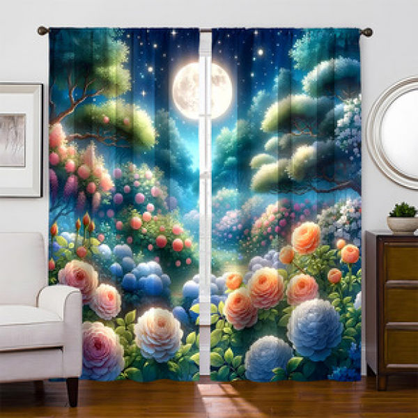 2PCS Flower Character Curtain Factory OEM 3D Digital Printing Cross border Amazon Curtain Hot Selling Pattern