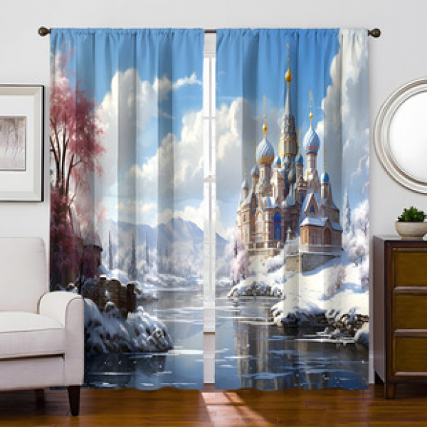 2PCS Flower Character Curtain Factory OEM 3D Digital Printing Cross border Amazon Curtain Hot Selling Pattern