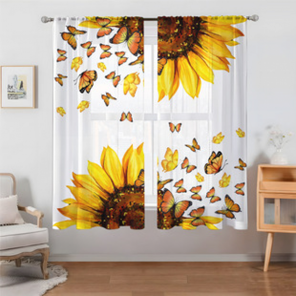 2pcs animal and plant manufacturers supply cross-border Amazon 3D digital printed fabric curtains and window screens