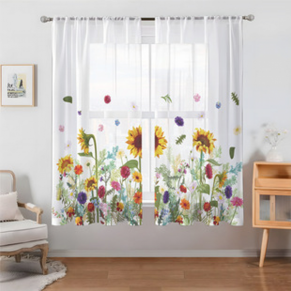 2pcs animal and plant manufacturers supply cross-border Amazon 3D digital printed fabric curtains and window screens