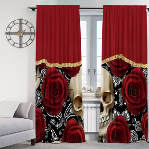 2PCS Flower Character Curtain Factory OEM 3D Digital Printing Cross border Amazon Curtain Hot Selling Pattern