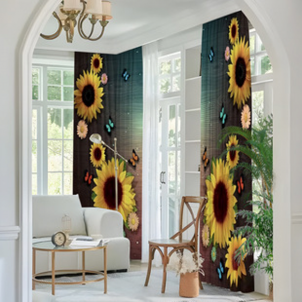 2PCS Flower Character Curtain Factory OEM 3D Digital Printing Cross border Amazon Curtain Hot Selling Pattern
