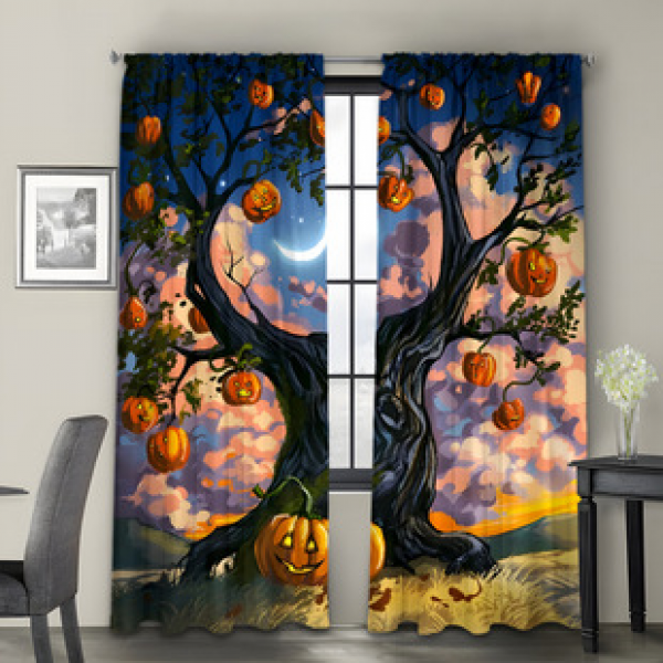 2PCS Halloween curtain factory distributes 3D digital printing cross-border Amazon curtain hot selling patterns