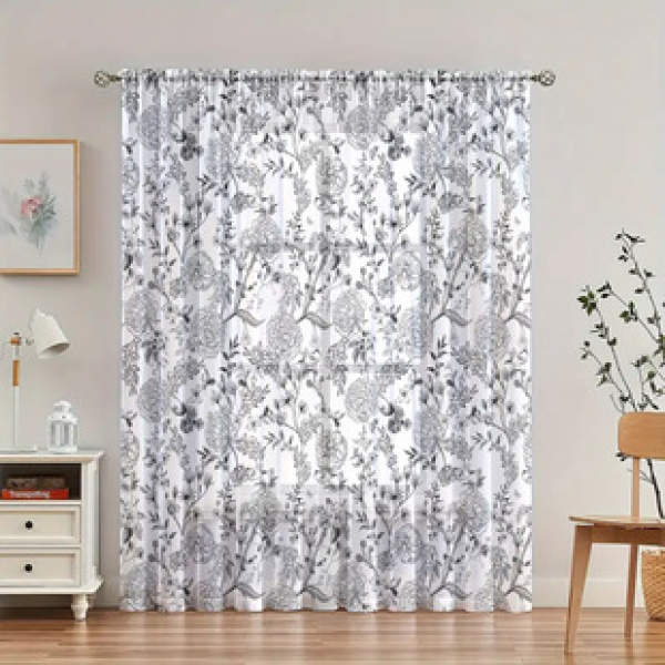 1pc new floral pattern window screen 3D digital printing manufacturer direct sales bedroom living room decoration pole through window screen