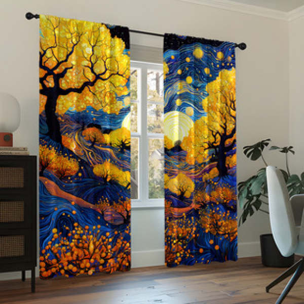 2PCS animal and plant scenery curtain factory distributes 3D digital printing cross-border Amazon curtains hot selling flowers